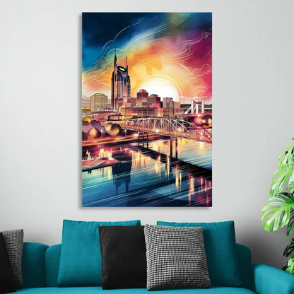 Nashville Iconic Locations Sitting Room - Canvas Wall Art