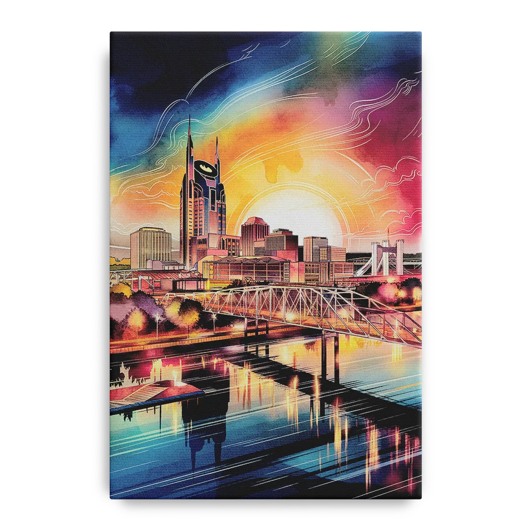 Nashville Iconic Locations Front - Canvas Wall Art