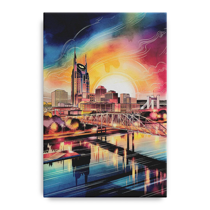 Nashville Iconic Locations Front - Canvas Wall Art
