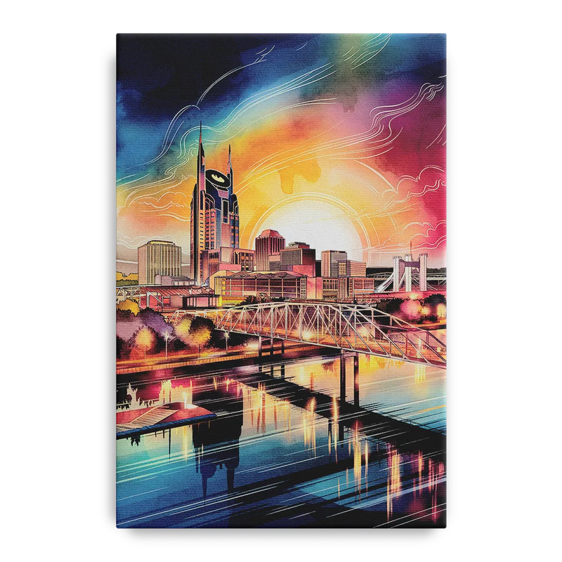 Nashville Iconic Locations Front - Canvas Wall Art