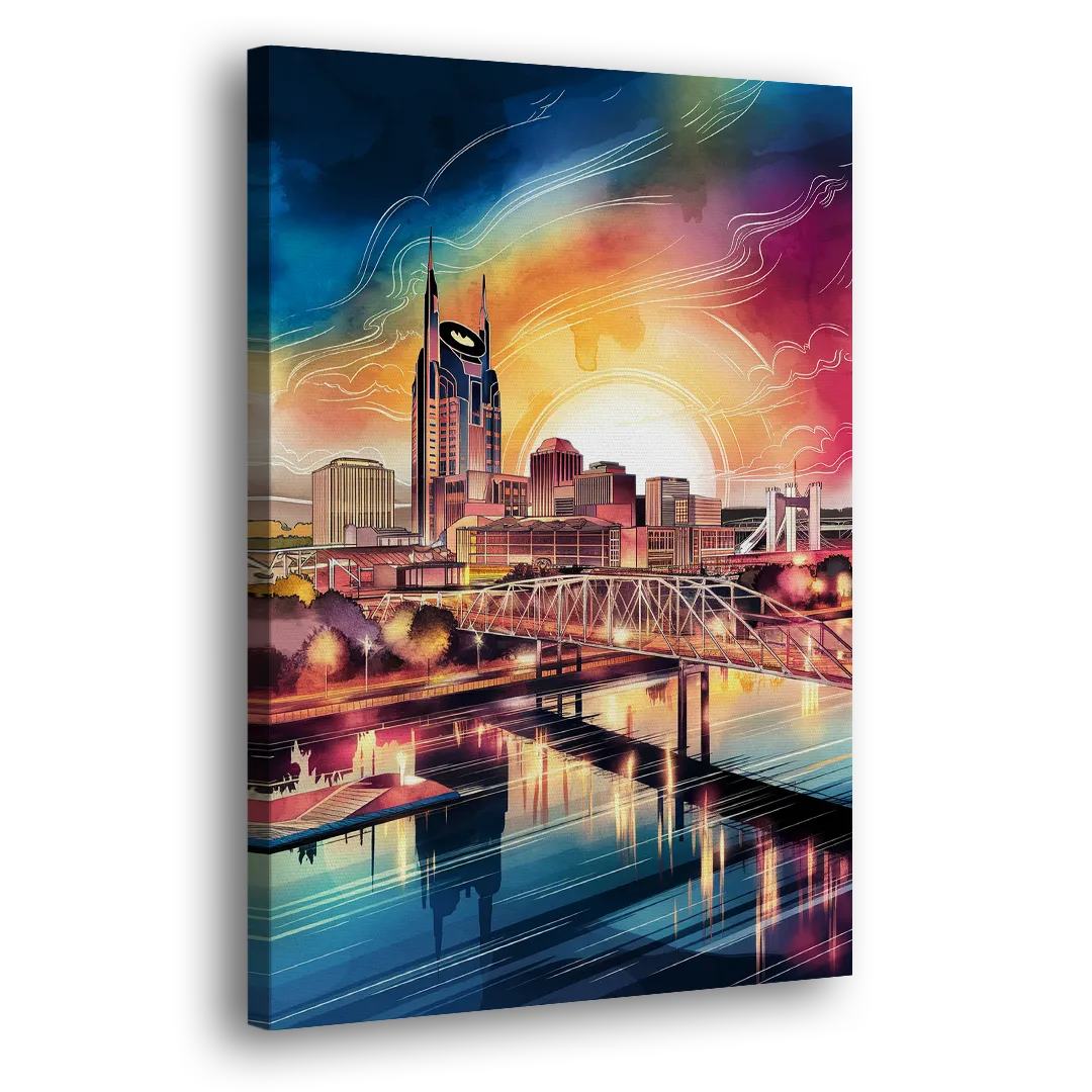 Nashville Iconic Locations Side - Canvas Wall Art