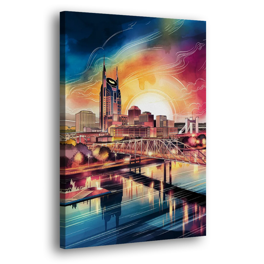 Nashville Iconic Locations Side - Canvas Wall Art