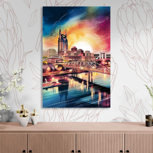 Nashville Iconic Locations Living Room - Canvas Wall Art