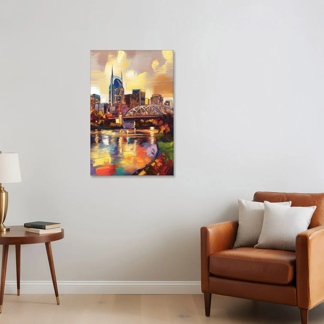 Nashville Scenic Riverfront - Canvas Wall Art - Sofa - 24x36