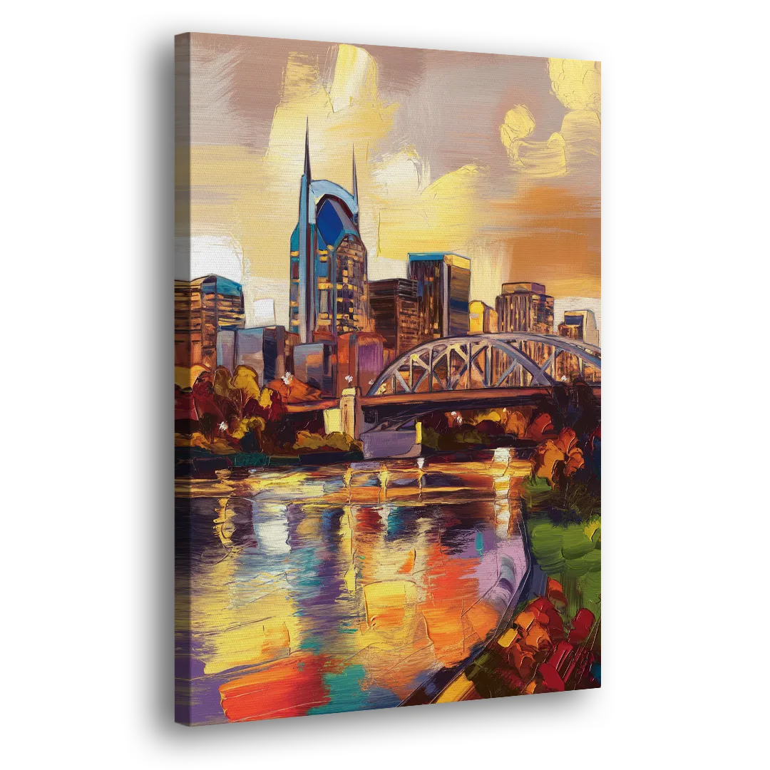 Nashville Scenic Riverfront Side - Canvas Wall Art