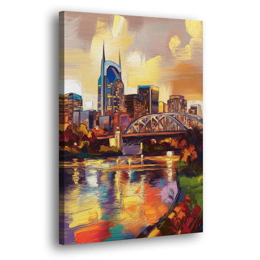 Nashville Scenic Riverfront Side - Canvas Wall Art
