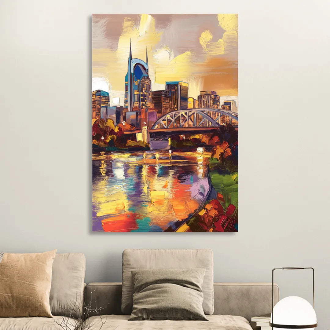 Nashville Scenic Riverfront Sitting Room - Canvas Wall Art