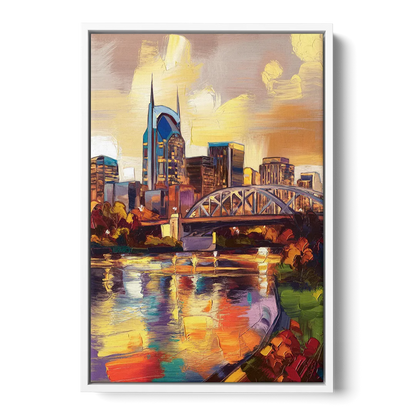 Nashville Scenic Riverfront Front - White Canvas Wall Art