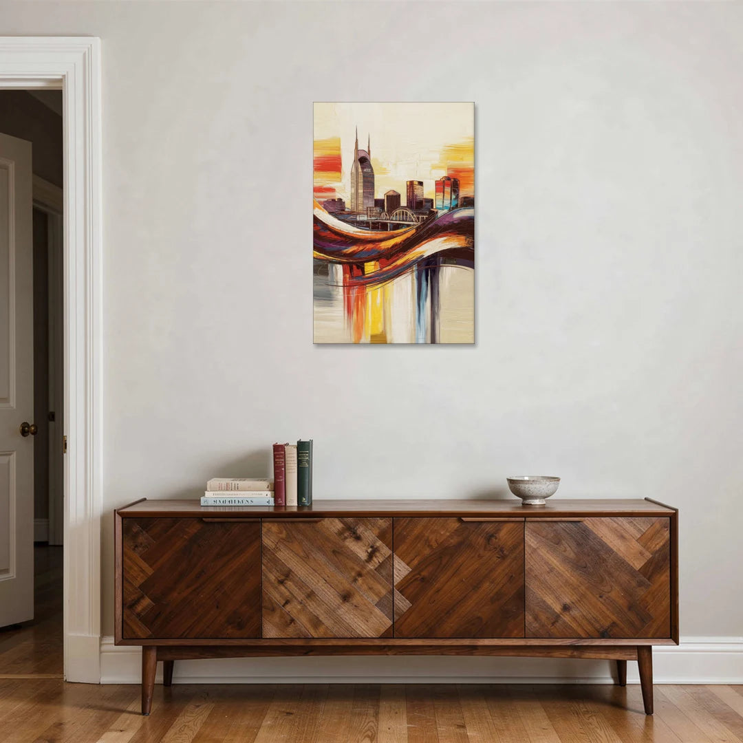 Nashville Skyline at Sunset - Canvas Wall Art - Coffee Table - 24x36