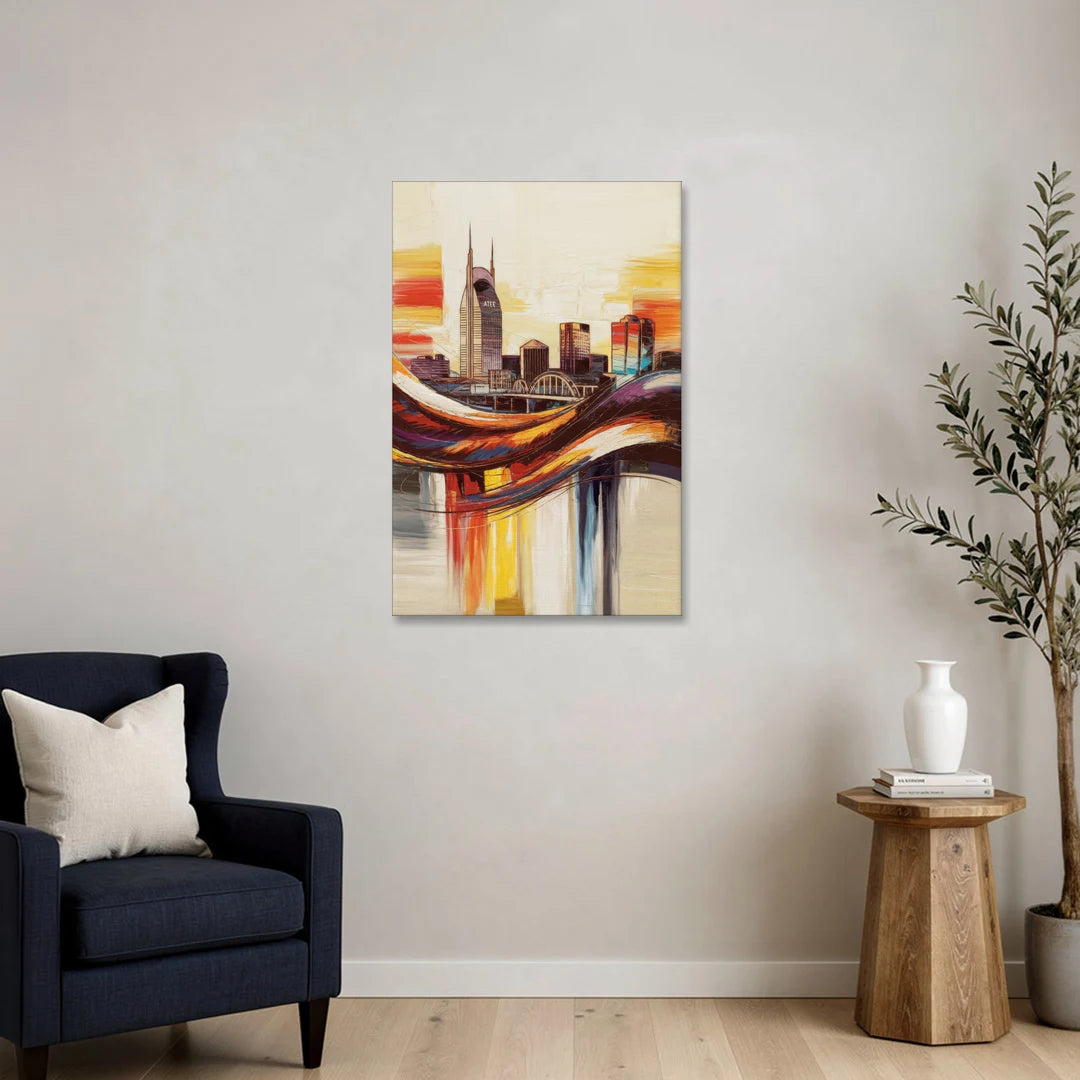 Nashville Skyline at Sunset - Canvas Wall Art - Sofa - 24x36