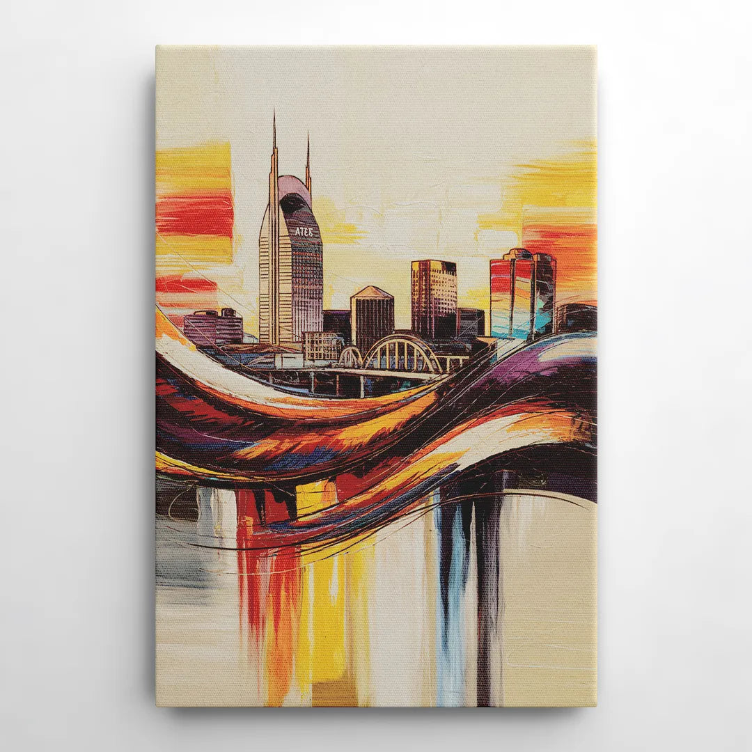 Nashville Skyline at Sunset - Canvas Wall Art