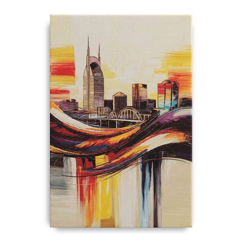 Nashville Skyline at Sunset Front - Canvas Wall Art