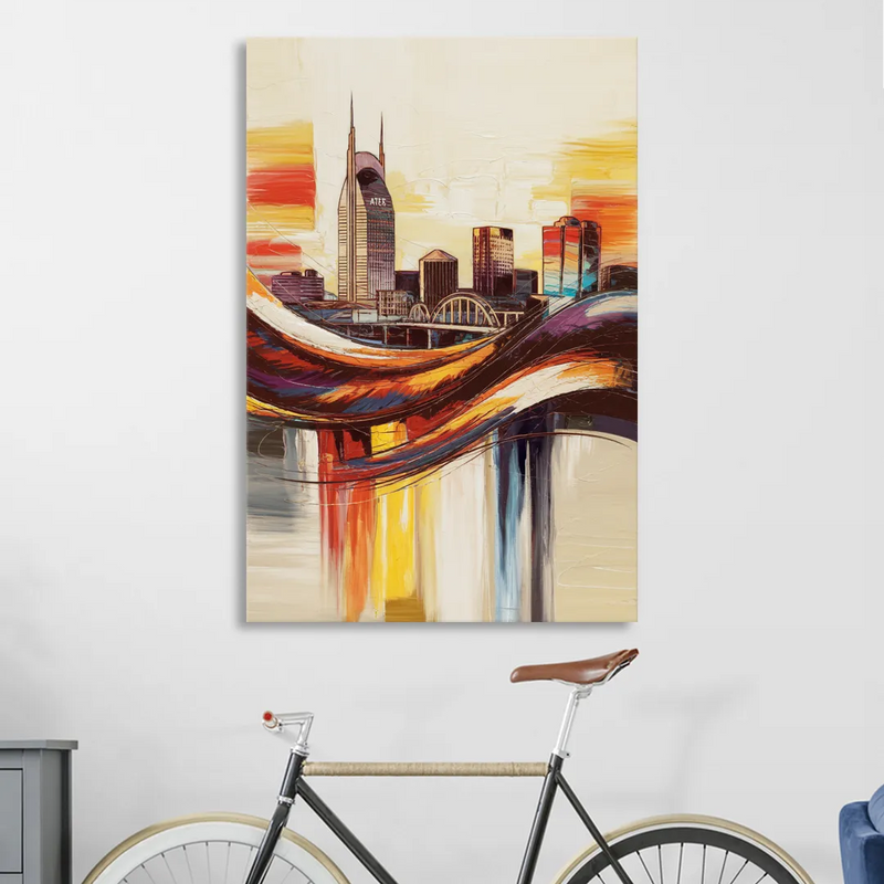 Nashville Skyline at Sunset Sitting Room - Canvas Wall Art