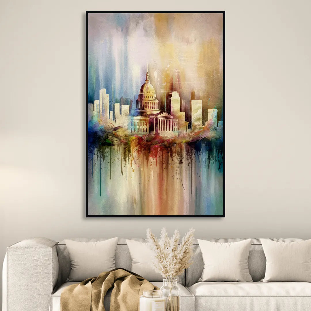 Nashville Tennessee State Capitol Sitting Room - Black Canvas Wall Art