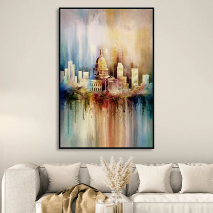 Nashville Tennessee State Capitol Sitting Room - Black Canvas Wall Art