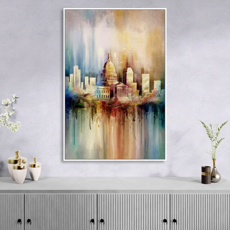 Nashville Tennessee State Capitol Sitting Room - White Canvas Wall Art