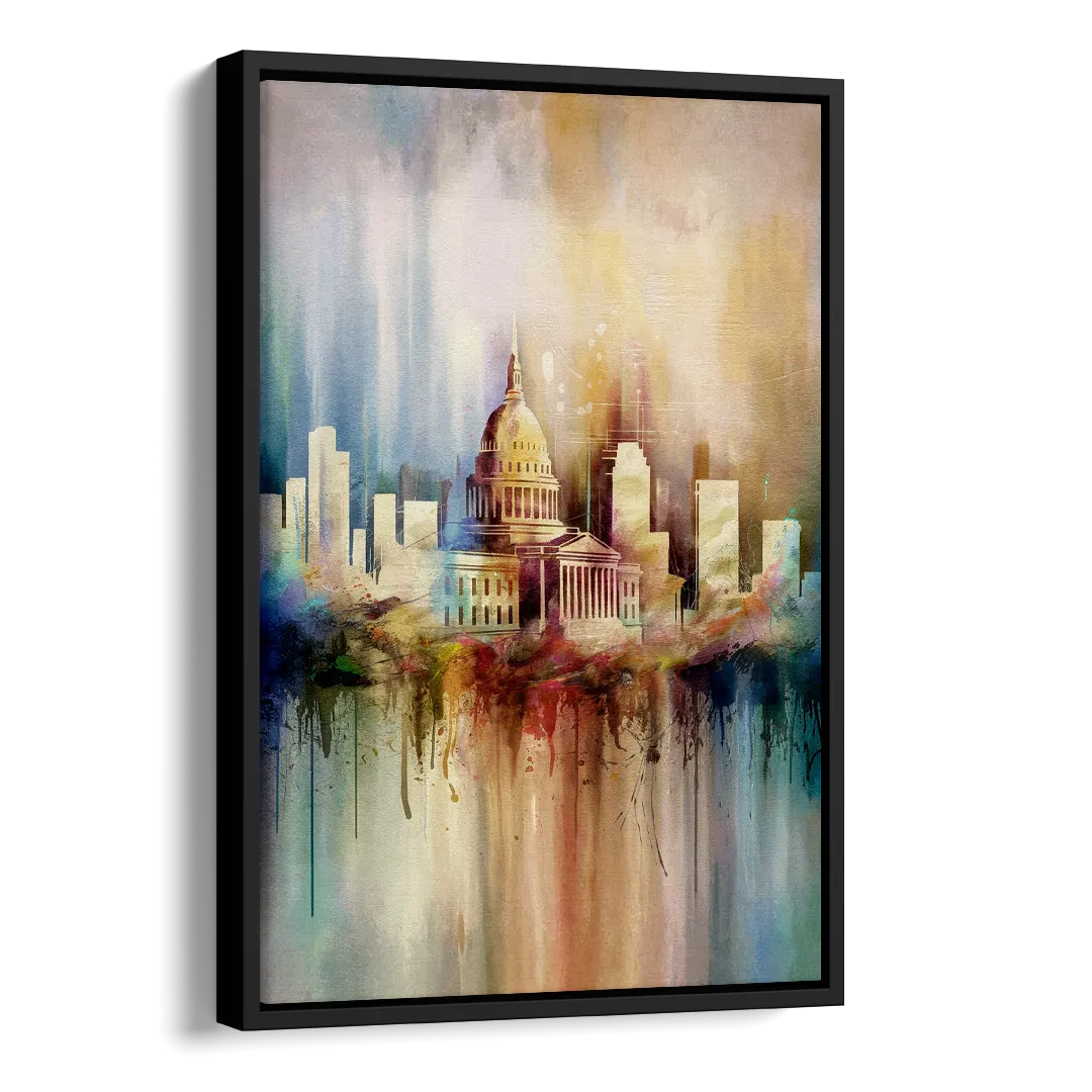 Nashville Tennessee State Capitol Side - Black Canvas Wall Art