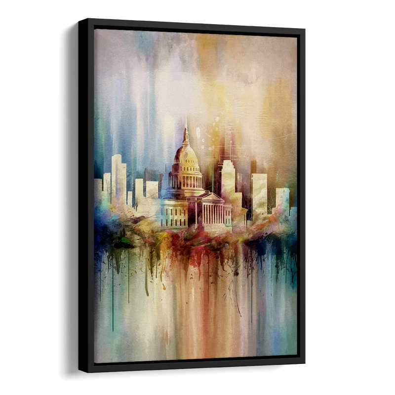Nashville Tennessee State Capitol Side - Black Canvas Wall Art
