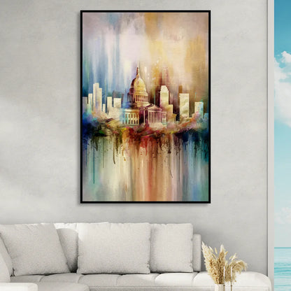 Nashville Tennessee State Capitol Living Room - Black Canvas Wall Art