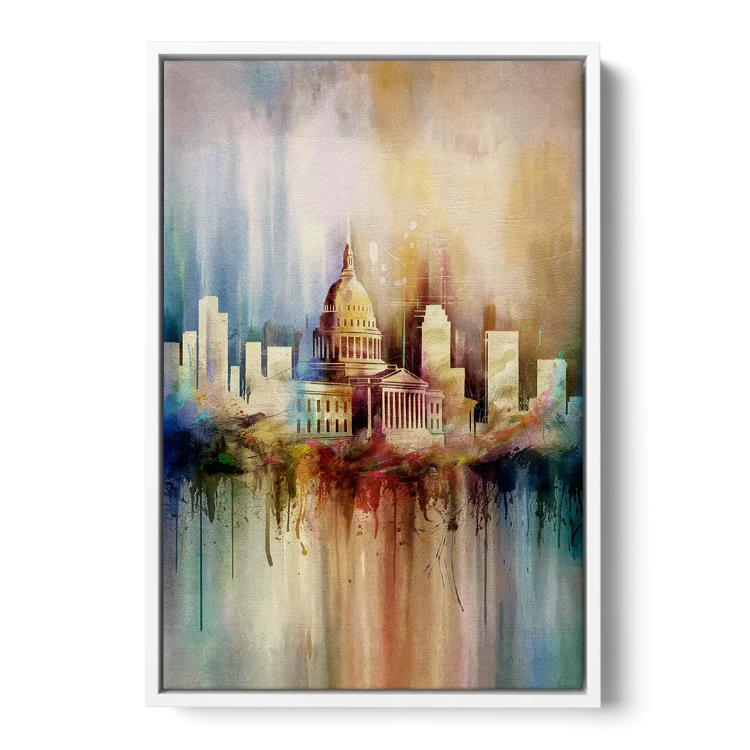 Nashville Tennessee State Capitol Front - White Canvas Wall Art
