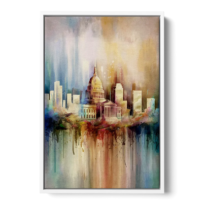 Nashville Tennessee State Capitol Front - White Canvas Wall Art