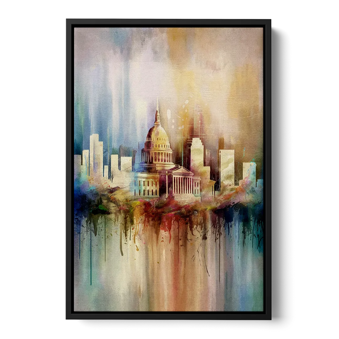Nashville Tennessee State Capitol Front - Black Canvas Wall Art