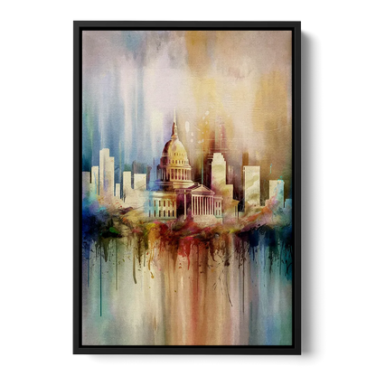 Nashville Tennessee State Capitol Front - Black Canvas Wall Art