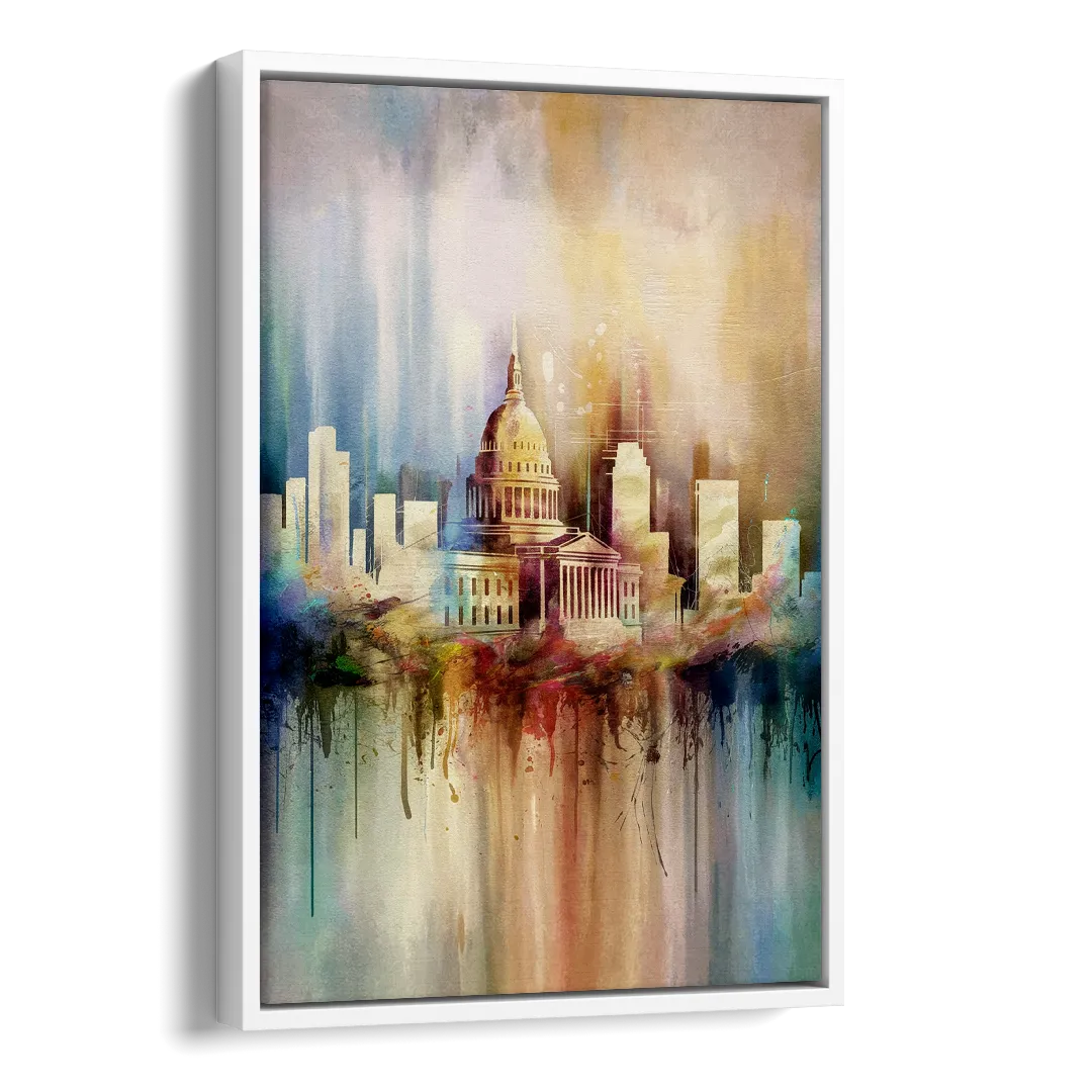 Nashville Tennessee State Capitol Side - White Canvas Wall Art