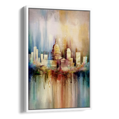 Nashville Tennessee State Capitol Side - White Canvas Wall Art