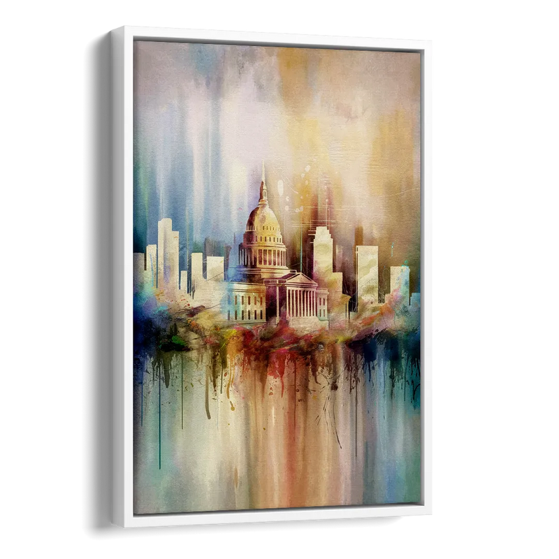 Nashville Tennessee State Capitol Side - White Canvas Wall Art