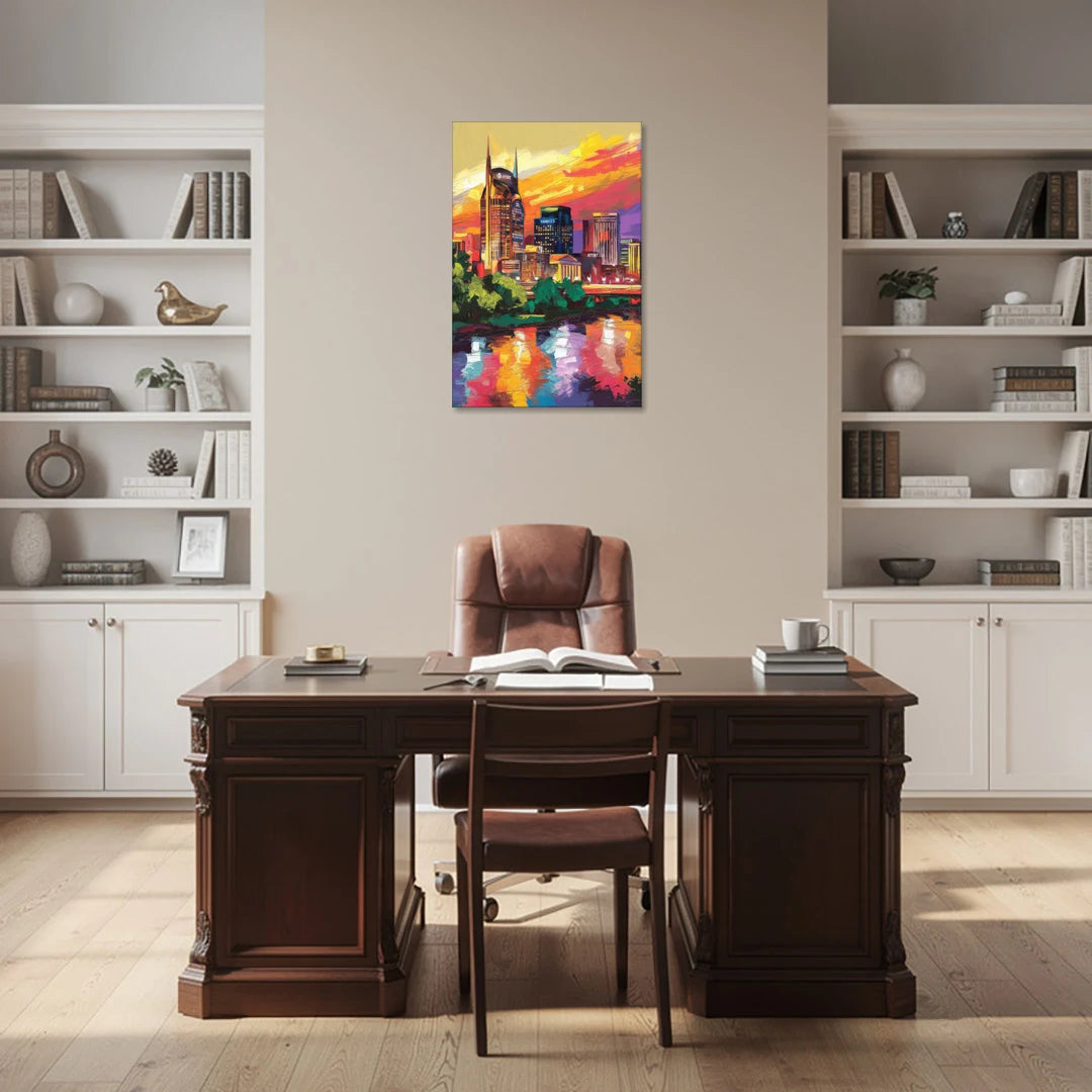 Nashville Vibrant City Energy - Canvas Wall Art - Office - 24x36