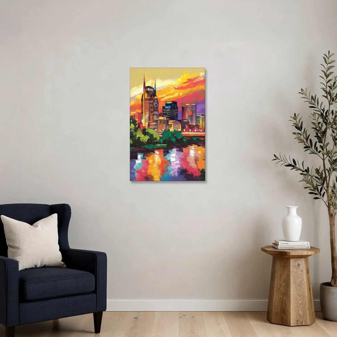 Nashville Vibrant City Energy - Canvas Wall Art - Sofa - 20x30