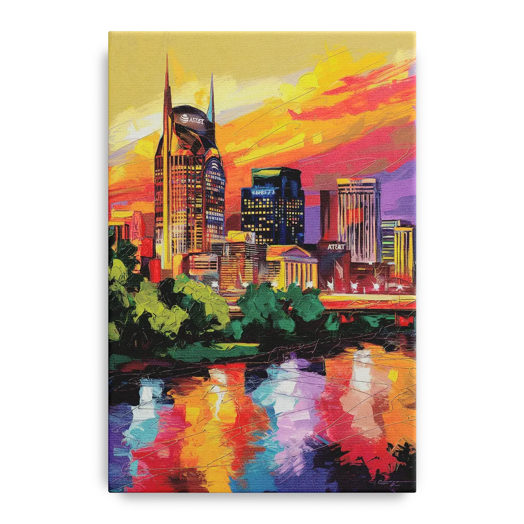 Nashville Vibrant City Energy Front - Canvas Wall Art