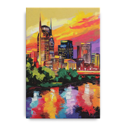 Nashville Vibrant City Energy Front - Canvas Wall Art