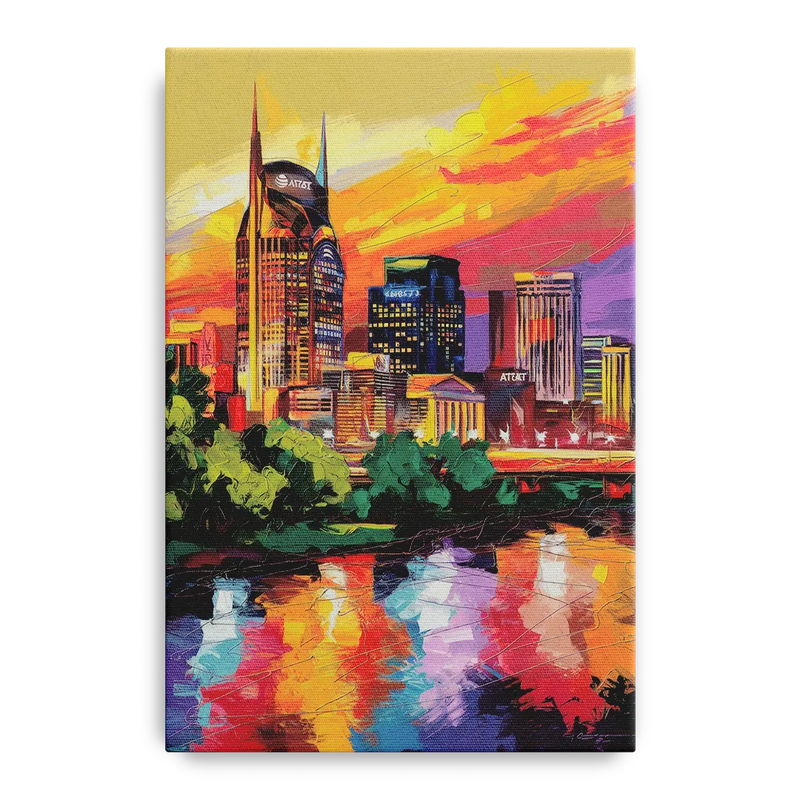 Nashville Vibrant City Energy Front - Canvas Wall Art