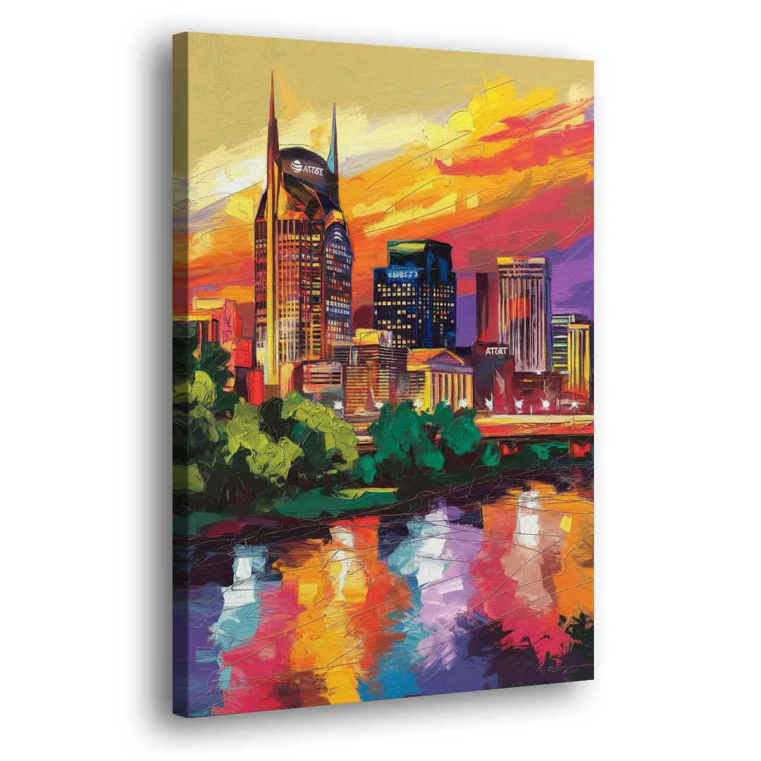 Nashville Vibrant City Energy Side - Canvas Wall Art
