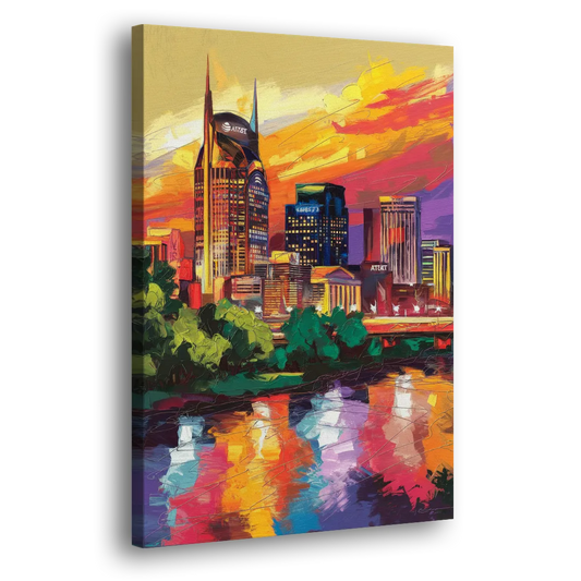 Nashville Vibrant City Energy Side - Canvas Wall Art