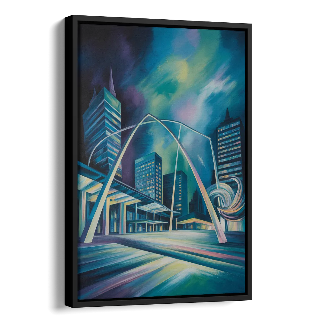 Nathan Phillips Square Night Lights Side - Black Canvas Wall Art
