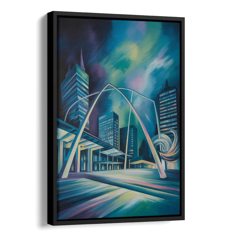 Nathan Phillips Square Night Lights Side - Black Canvas Wall Art