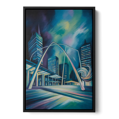 Nathan Phillips Square Night Lights Front - Black Canvas Wall Art