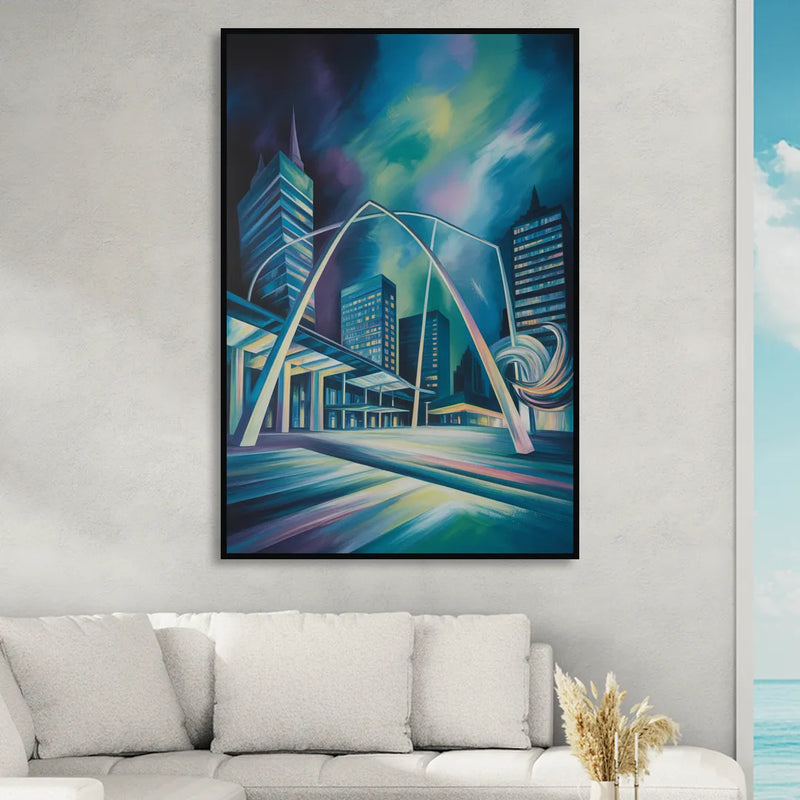Nathan Phillips Square Night Lights Living Room - Black Canvas Wall Art