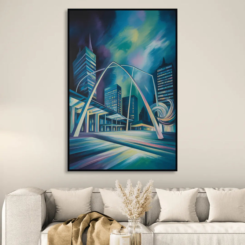 Nathan Phillips Square Night Lights Sitting Room - Black Canvas Wall Art