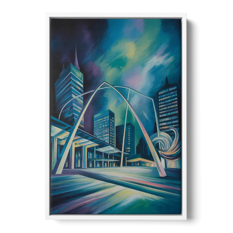 Nathan Phillips Square Night Lights Front - White Canvas Wall Art