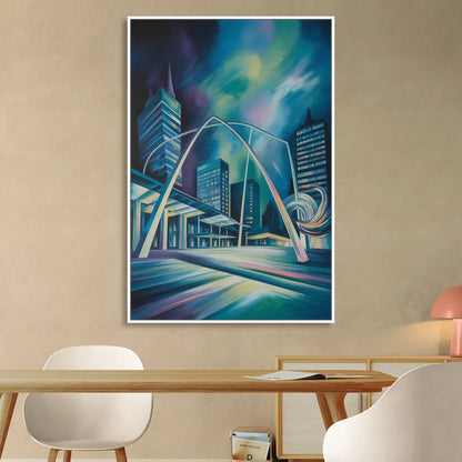 Nathan Phillips Square Night Lights Living Room - White Canvas Wall Art