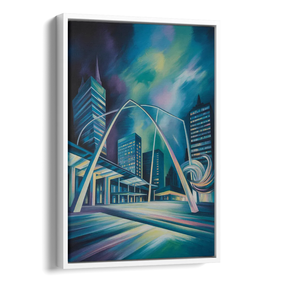 Nathan Phillips Square Night Lights Side - White Canvas Wall Art
