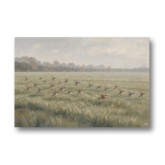 Nature Wall Decor with Sparrows Over a Summer Field - Canvas Wall Art - Front
