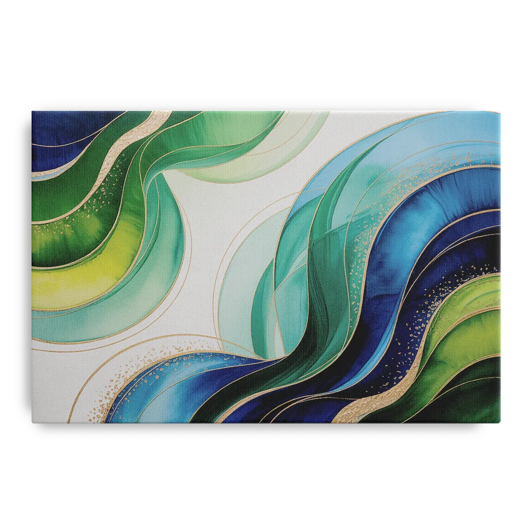 Natures Fluid Symphony Blue and Green Abstract Front - Canvas Wall Art