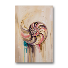 Nautilus Spiral in Blush and Gold - Canvas Wall Art - Front