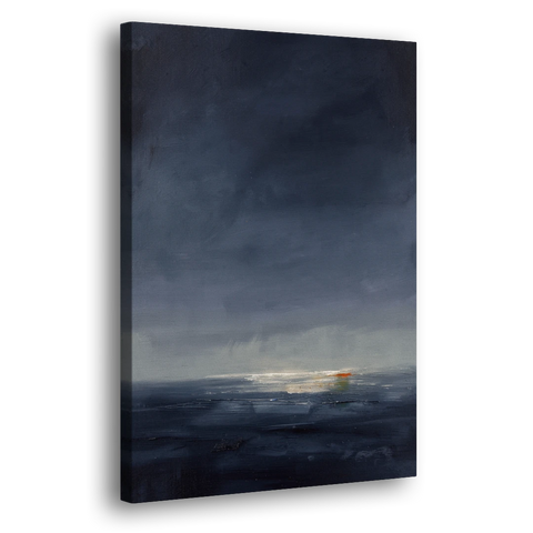 Navy Blue Abstract Wall Art with Last Light - Canvas Wall Art - Side