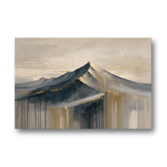 Navy Gold Abstract Painting of a Mountain Summit - Canvas Wall Art - Front